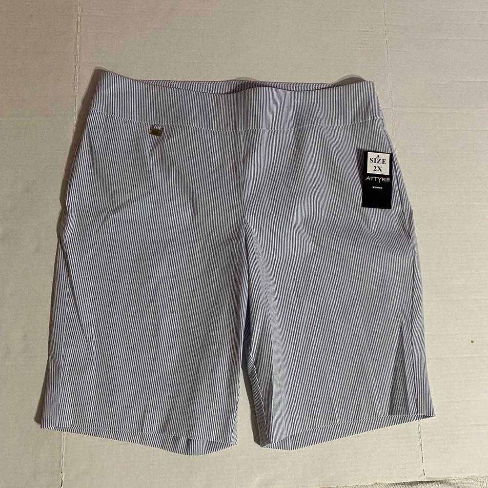 Attyre Blue and White Bermuda Shorts Versatile Design